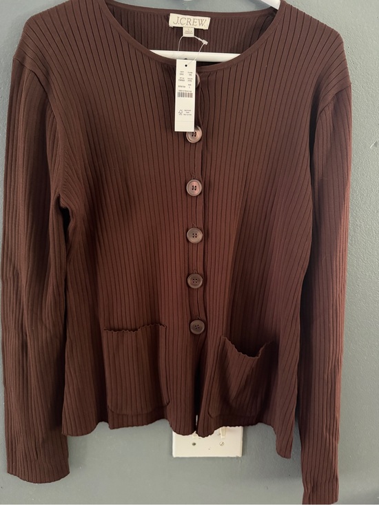 J. Crew Sweaters - J. Crew Ribbed Button-Front Cardigan in Deep Brown